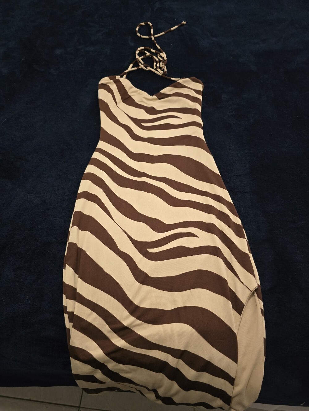 Zebra-Print  Dress in Cream and Brown